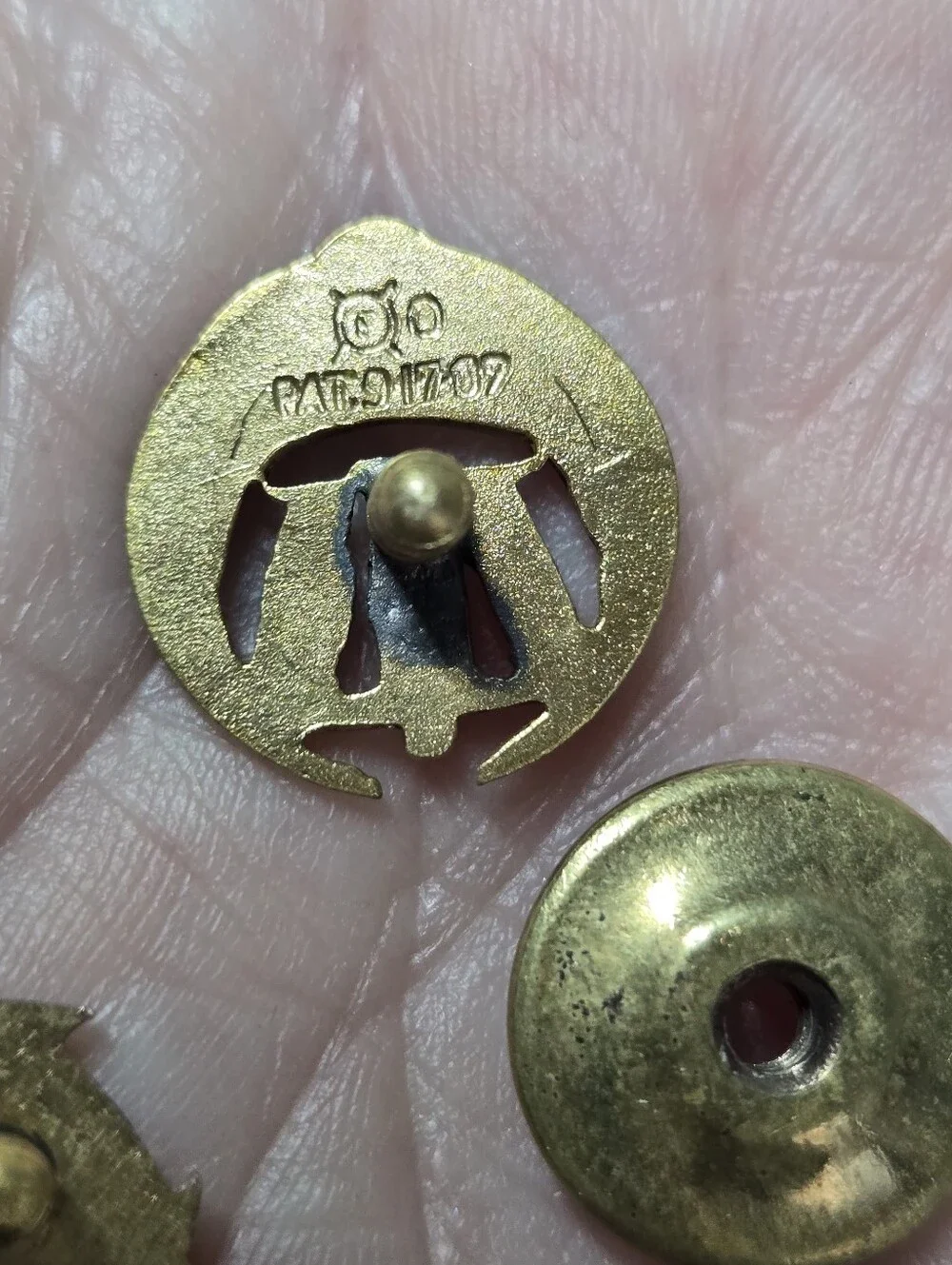 Vintage Gold Filled and Black Enamel Men’s Lapel Pins - Zembo Design